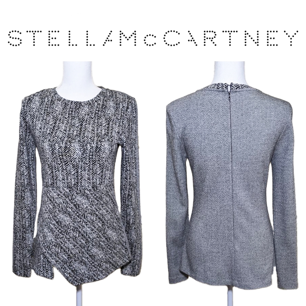 STELLA MCCARTNEY Herringbone Print 2-Tone Fabric Top